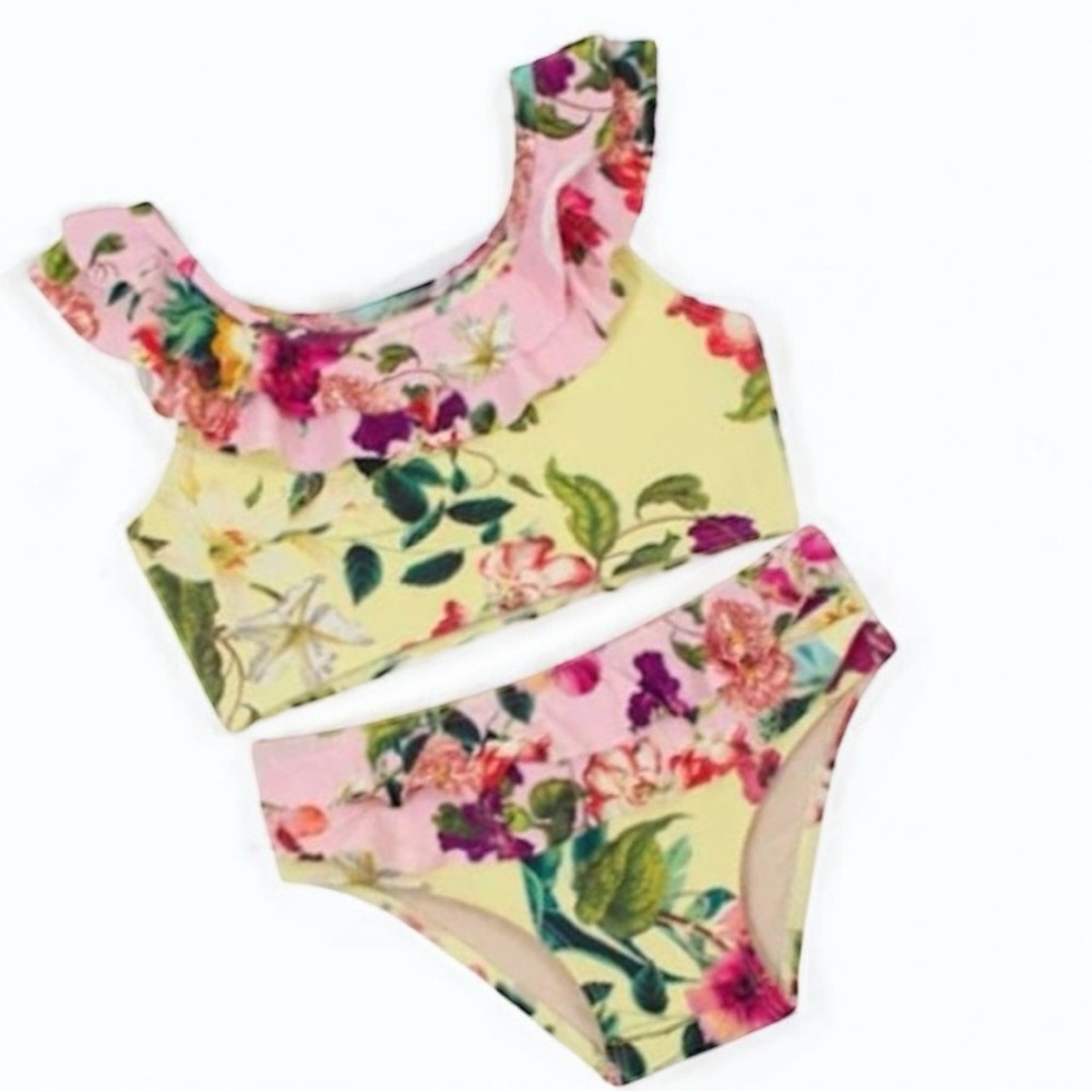 PilyQ Kids Floral Ruffle 2-piece Bikini